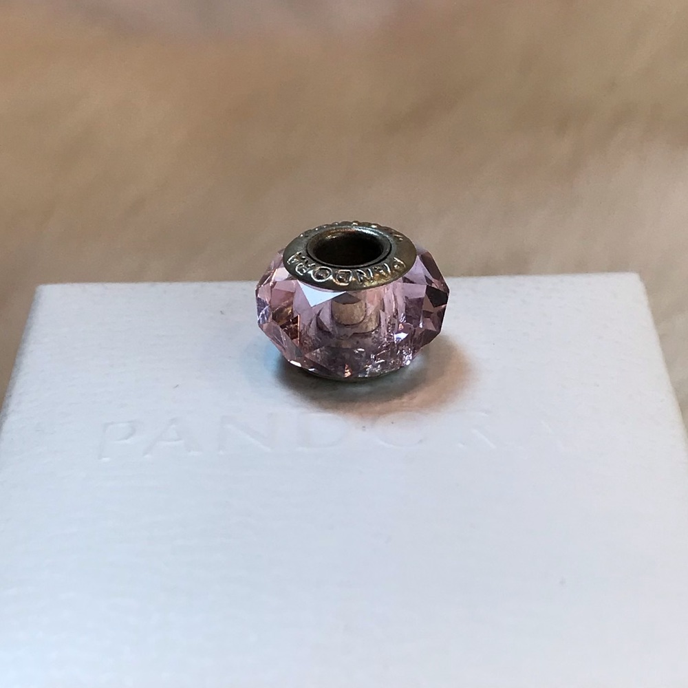 Pandora Pink Faceted Charm Murano Glass Bead - Picture 7 of 7